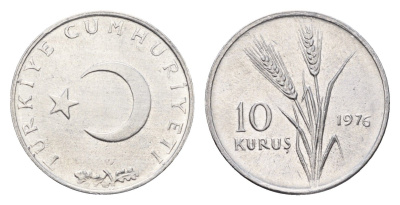 Турция 10 курушей 1976 KM 891a алюминий UNC 45-1245