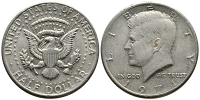 США 1/2 доллара (50 центов) 1971 Джон Кеннеди KM 202b медь плакированная медно-никелем 221-421