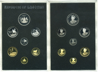 Лесото набор из 7 монет  1979 в оригинальной пластиковой упаковке, тираж 10000 экземпляров  KM PS 10   PROOF  3-6-2-16