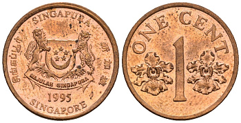 Сингапур 1 цент 1995 KM 98 цинк плакированный медью 4147-161