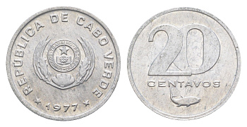 Кабо-Верде 20 сентаво 1977 KM 15 алюминий UNC 4651-846