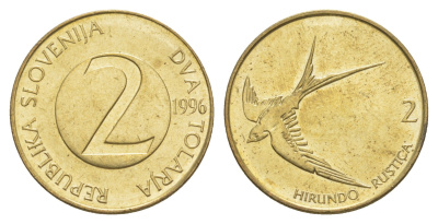 Словения 2 толара 1996 KM 5 латунь UNC 4566-1242