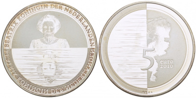 Нидерланды 5 евро 2010 Ватерланд KM 296 серебро  PROOF   05-099-34