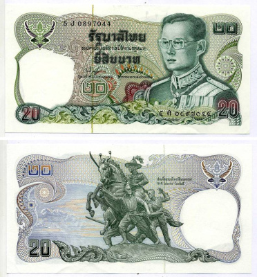 Таиланд 20 бат 1981 Рама IX, подпись 74, серия 5 J Pick 88 (17) бумага aUNC 8615-6-2-2