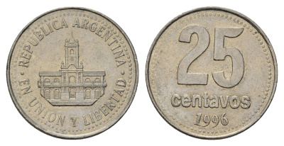 Аргентина 25 сентаво 1996 ратуша Буэнос-Айреса KM 110a медно-никель 4575-722