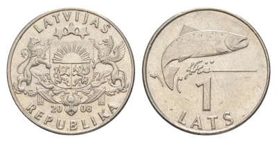 Латвия 1 лат 2008 KM 12 медно-никель 3996-1064