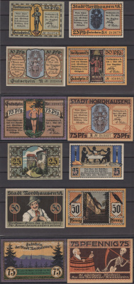 Нордхаузен полный набор из 6 нотгельдов (25, 50 и 75 пфеннигов) 1921 Mehl Grabowski 987.1 бумага UNC (пресс) 7556-27-1-1