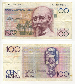 БЕЛЬГИЯ 100 ФРАНКОВ 1982-19994 Pick 142a бумага 6301-28-2