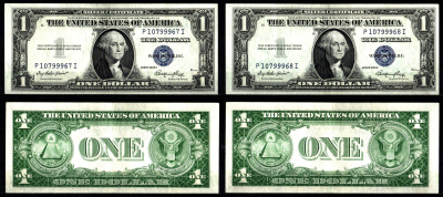 США набор из 2 банкнотс с номерами подряд. 1935 Серия E. Джордж Вашингтон Pick 416 D2 e бумага 2119-19-1-1