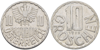 Австрия 10 грошей 1979 KM 2878 алюминий 66-417