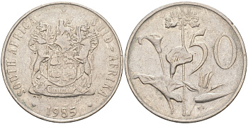 ЮАР 50 центов 1985 Зантедеския Эллиота (калла), герб KM 87 никель 3333-1132