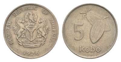Нигерия 5 кобо 1976 KM 9.1 медно-никель aUNC 4643-658