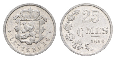 Люксембург 25 сантимов 1954 Шарлотта (1918-1964) KM 45a алюминий 4115-448