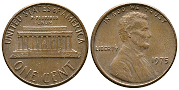 США 1 ЦЕНТ 1975 ЛИНКОЛЬН KM 201 медь цинк 93-1243