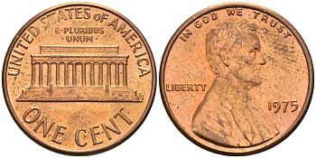 США 1 цент 1975 Линкольн KM 201 медь цинк 4115-921