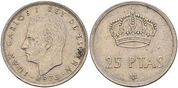 Испания 25 песет 1975 (78) Хуан Карлос I (1975-2014) KM 808 медно-никель 4149-1032