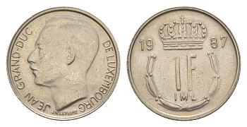 Люксембург 1 франк 1987 Герцог Жан (1964-1999) KM 59 медно-никель 4643-552
