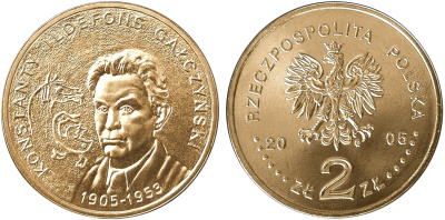 Польша 2 злотых 2005 MW, 100 лет со дня рождения Константы Ильдефонса Галчиньского (1905-1953) KM 527, Parchimowicz 958 нордик UNC 4676-232