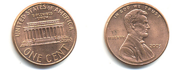 США 1 ЦЕНТ 2003 ЛИНКОЛЬН KM 201b цинк плакированный медью 86-449