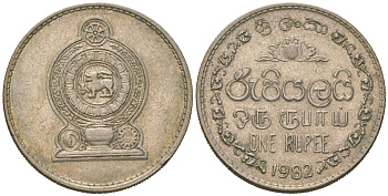 Шри-Ланка 1 рупия 1982 KM 136.2 медно-никель 4616-1117