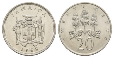 Ямайка 20 центов 1969 KM 48 медно-никель UNC 4641-814