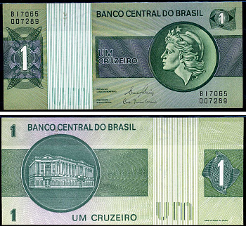 Бразилия 1 крузейро 1980 Центральный банк Бразилии Pick 191 Ac бумага UNC (пресс) 6317-42-3-2