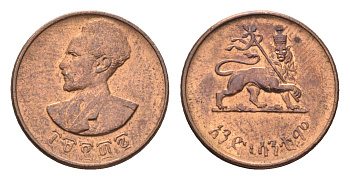 Эфиопия 1 сантим 1944 EE 1936, Хайле Селассие I, второе правление (1930-1936), год-тип KM 32 медь UNC 4668-546