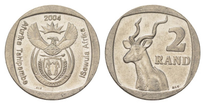 ЮАР 2 ранда 2004 KM 336 медь плакированная никелем UNC 4628-114