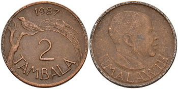 Малави 2 тамбалы 1987 KM 8a сталь плакированная медью 4141-725