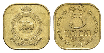 Цейлон 5 центов 1965 KM 129 никель латунь UNC 4651-462