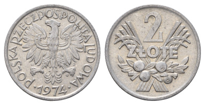 Польша 2 злотых 1974 Y 46 алюминий 4121-147
