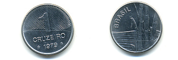 Бразилия 1 крузейро 1979 сахарный тростник KM 590 нержавеющая сталь 86-1054