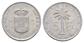 Руанда-Урунди 5 франков 1958 KM 3 алюминий 4652-117