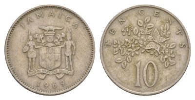 Ямайка 10 центов 1969 бабочка KM 47 медно-никель 4624-856