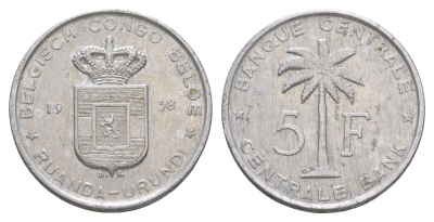 Руанда-Урунди 5 франков 1958 KM 3 алюминий 4652-117