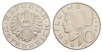 Австрия 10 шиллингов 1992 KM 2918 медно-никель UNC 4551-627