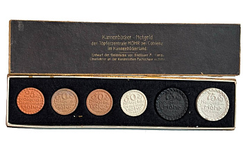 Германия (Хер (Кобленц)) набор из 6 нотгельдов (25, 50 и 75 пфеннигов) 1921 в оригинальной коробке Men05 11709.5, 11709.12, 11709.13, 11709.14, 11709.18, 11709.21 фарфор 1-4-6-10