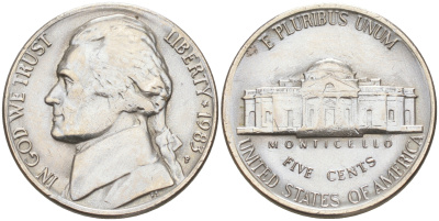 США 5 центов 1983 P, президент Джеферсон KM A192 медно-никель 190-134