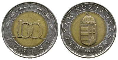 ВЕНГРИЯ 100 ФОРИНТОВ 1998 KM 721 биметалл 3334-254