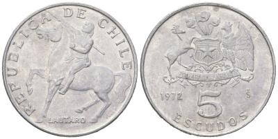 Чили 5 эскудо 1972 KM 199a алюминий 4121-1211