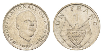 Руанда 1 франк 1965 KM 5 медно-никель UNC 4644-426