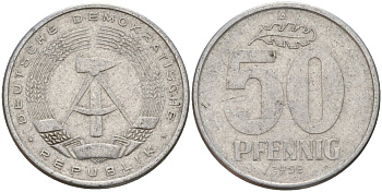 ГДР 50 пфеннигов 1958 A KM 12.1 алюминий 106-147
