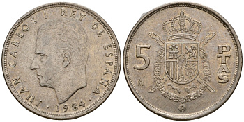 Испания 5 песет 1984 Хуан Карлос I (1975-2014) KM 823 медно-никель 216-1035