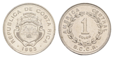Коста-Рика 1 колон 1993 KM 210 нержавеющая сталь UNC 4656-956
