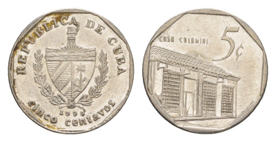 Куба 5 сентаво 1999 Casa Colonial KM 575.2, Schoen 713, JMA MC19 сталь плакированная никелем 4644-718