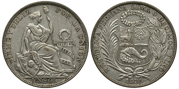 Перу 1 соль 1931 KM 218.2 серебро 272-941