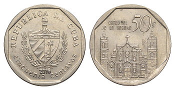 Куба 50 сентаво 2016 собор в Гаване KM 578.2 сталь плакированная никелем UNC 4637-1121