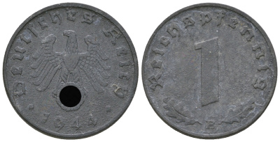 Германия 1 рейхспфенниг 1944 B KM 97, J. 369 цинк   4668-1141