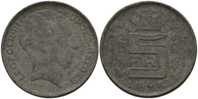 Бельгия 5 франков 1946 DES BELGES, Леопольд III (1934-1947) KM 130 цинк 4161-955