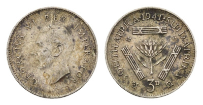 ЮАР 3 пенса 1941 Георг VI (1936-1952) KM 26 серебро 4564-664